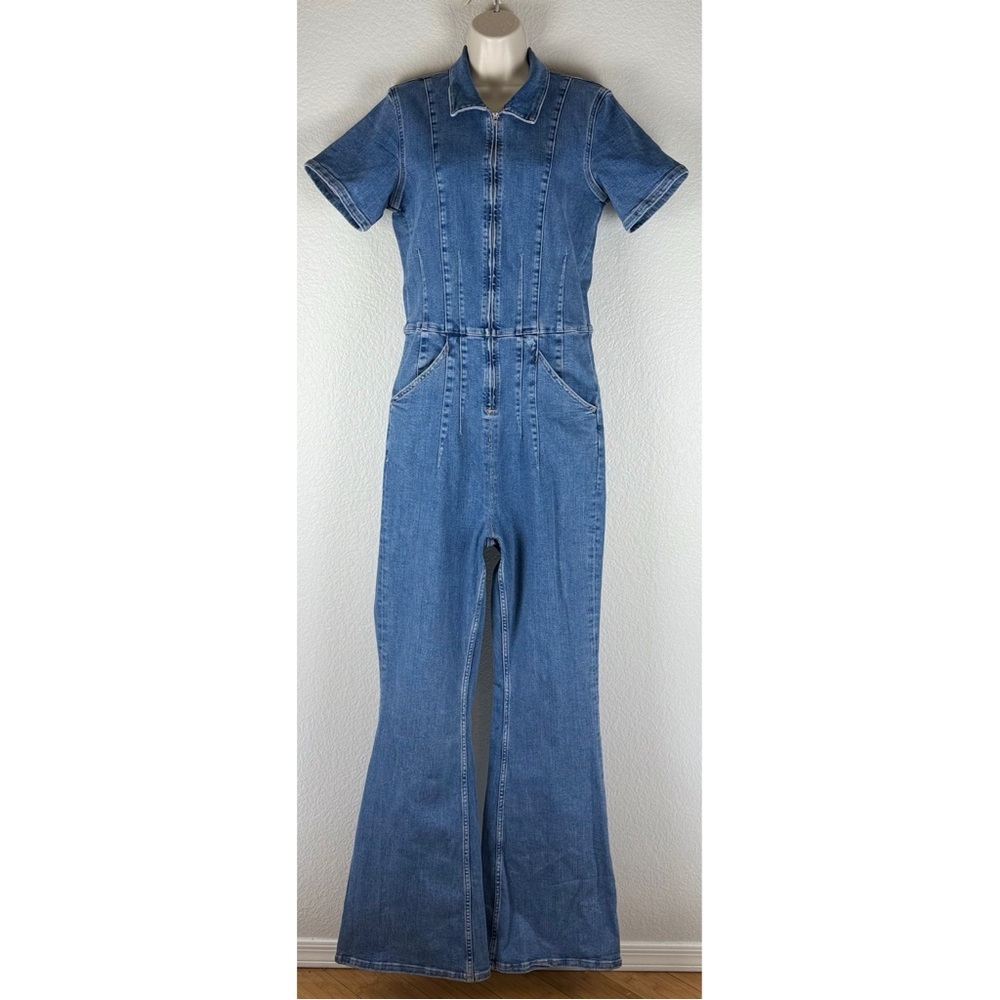 Free People We The Free Women's Jayde Flare Jumpsuit, Sunburst Blue, size XL - Picture 3 of 16